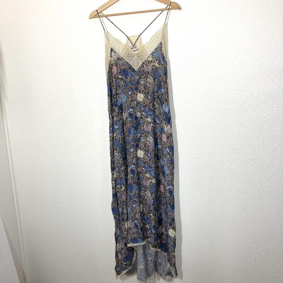 Zadig & Voltaire Dress Womens Small Blue Floral Pretty Wild Garden Lace Slip - Picture 1 of 16